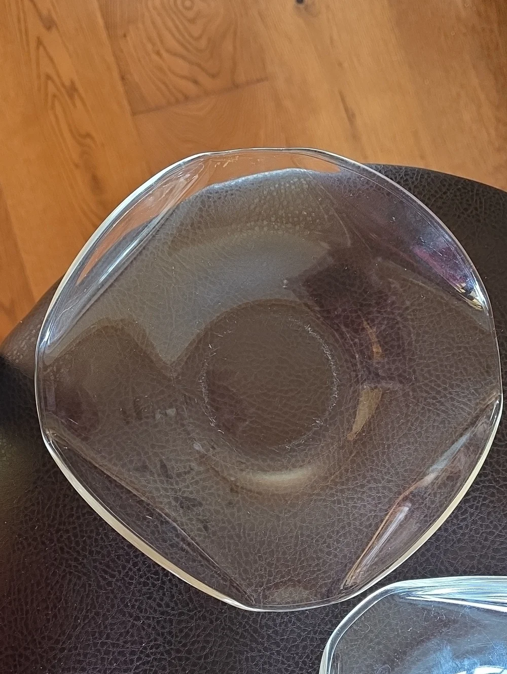 Extremely Rare Vintage Clear Glass Plate With Upturned Sides Set Of 2